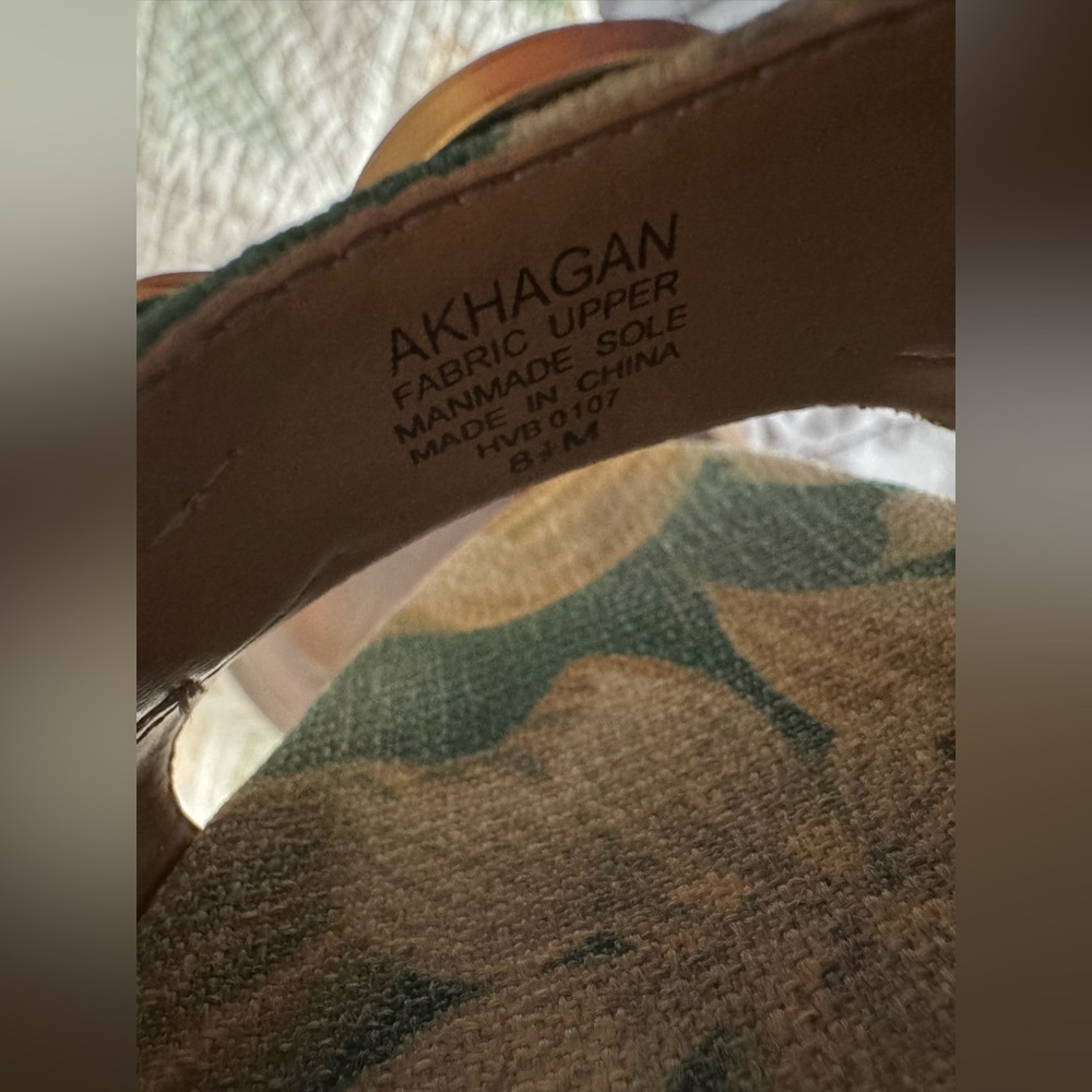 AK Anne Klein Tropical Print Wedge Slides Espadrille Heel Size 8.5 - Picture 5 of 12